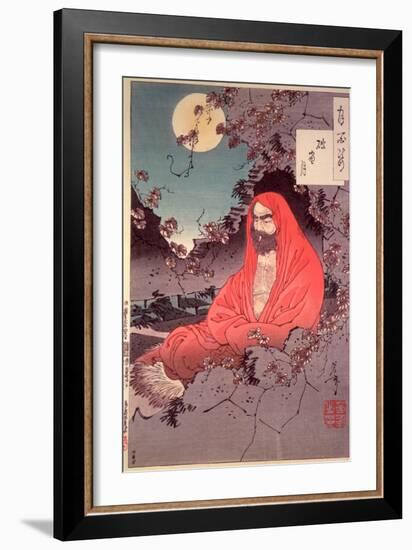 Meditation by Moonlight, (Colour Woodblock Print)-Tsukioka Kinzaburo Yoshitoshi-Framed Giclee Print