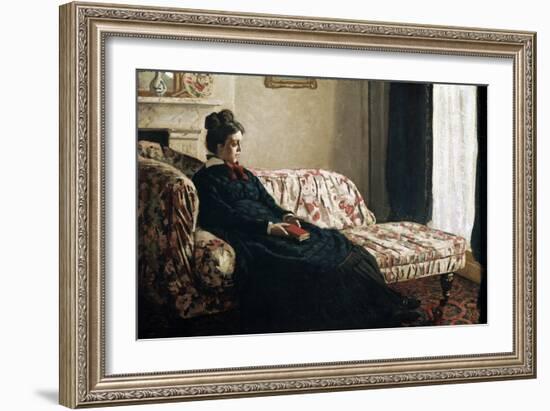 Meditation or Madame Monet in the Canape (Oil on Canvas, 1871)-Claude Monet-Framed Giclee Print