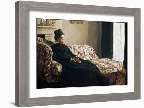 Meditation or Madame Monet in the Canape (Oil on Canvas, 1871)-Claude Monet-Framed Giclee Print