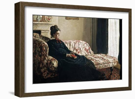 Meditation or Madame Monet in the Canape (Oil on Canvas, 1871)-Claude Monet-Framed Giclee Print