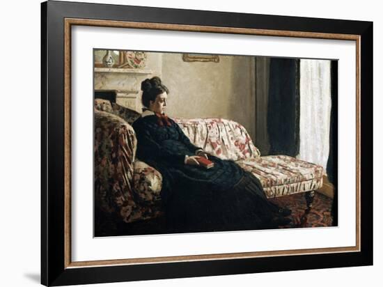 Meditation or Madame Monet in the Canape (Oil on Canvas, 1871)-Claude Monet-Framed Giclee Print