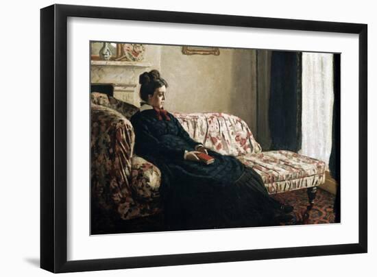 Meditation or Madame Monet in the Canape (Oil on Canvas, 1871)-Claude Monet-Framed Giclee Print