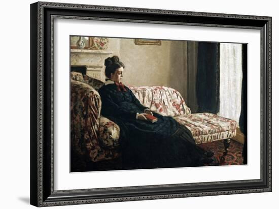 Meditation or Madame Monet in the Canape (Oil on Canvas, 1871)-Claude Monet-Framed Giclee Print