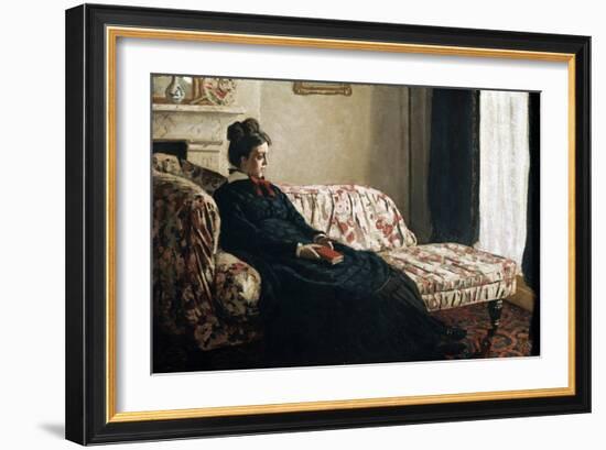 Meditation or Madame Monet in the Canape (Oil on Canvas, 1871)-Claude Monet-Framed Giclee Print