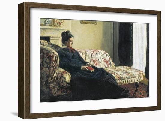 Meditation, or Madame Monet on the Sofa-Claude Monet-Framed Art Print