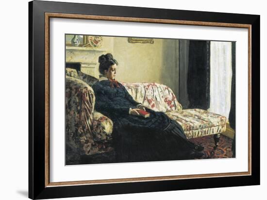 Meditation, or Madame Monet on the Sofa-Claude Monet-Framed Art Print