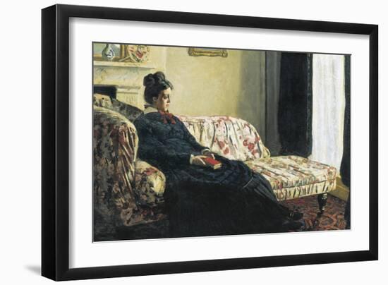 Meditation, or Madame Monet on the Sofa-Claude Monet-Framed Art Print