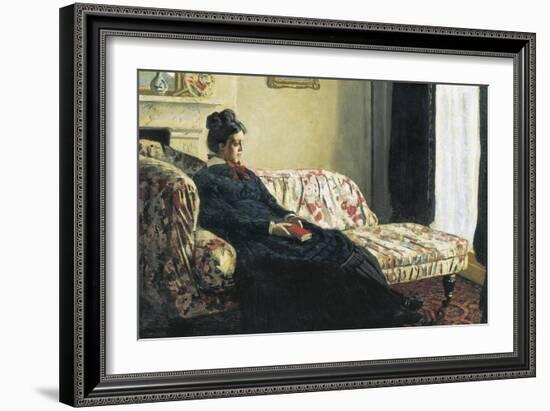 Meditation, or Madame Monet on the Sofa-Claude Monet-Framed Art Print