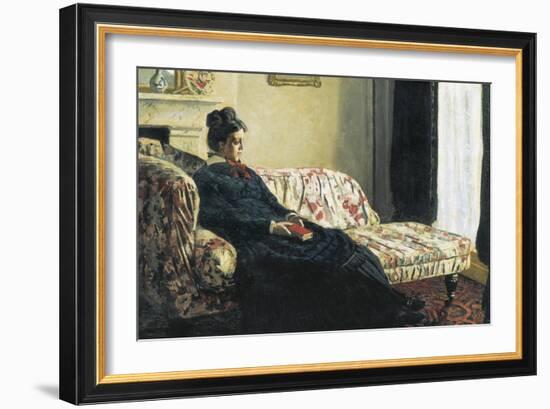 Meditation, or Madame Monet on the Sofa-Claude Monet-Framed Art Print