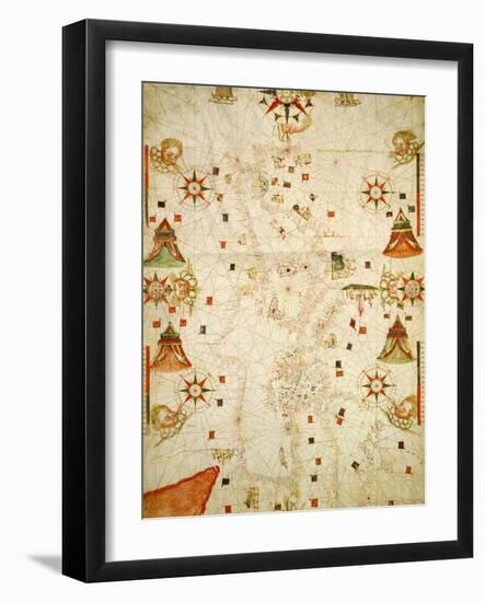 Mediterranean and the Black Sea Map, 1563-Jaume Olives-Framed Giclee Print