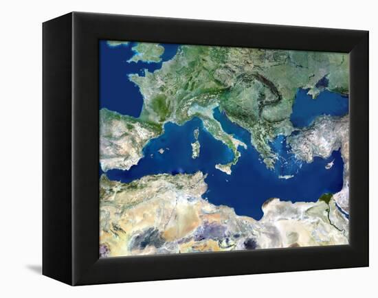 Mediterranean Basin, Satellite Image-PLANETOBSERVER-Framed Premier Image Canvas