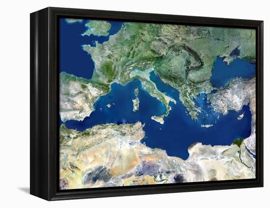 Mediterranean Basin, Satellite Image-PLANETOBSERVER-Framed Premier Image Canvas