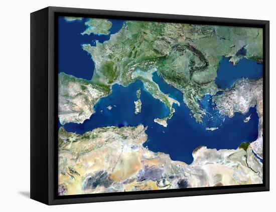 Mediterranean Basin, Satellite Image-PLANETOBSERVER-Framed Premier Image Canvas