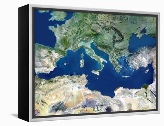 Mediterranean Basin, Satellite Image-PLANETOBSERVER-Framed Premier Image Canvas