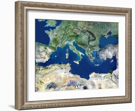 Mediterranean Basin, Satellite Image-PLANETOBSERVER-Framed Photographic Print