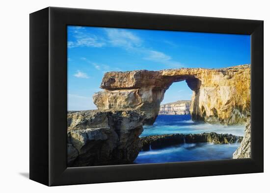 Mediterranean Europe, Malta, Gozo Island, Dwerja Bay, the Azure Window Natural Arch-Christian Kober-Framed Premier Image Canvas