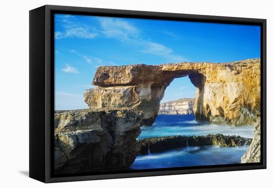 Mediterranean Europe, Malta, Gozo Island, Dwerja Bay, the Azure Window Natural Arch-Christian Kober-Framed Premier Image Canvas