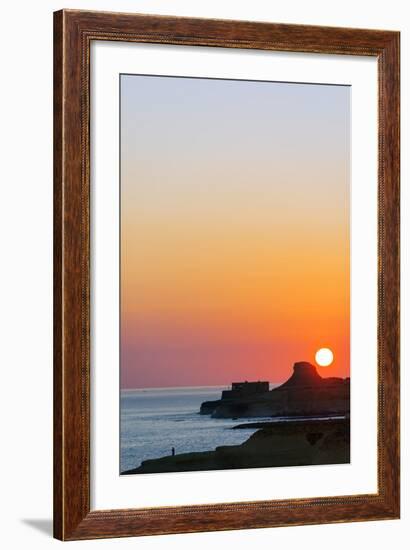 Mediterranean Europe, Malta, Gozo Island, Sunrise over Xwejni Bay-Christian Kober-Framed Photographic Print