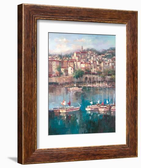 Mediterranean Harbor II-Peter Bell-Framed Art Print