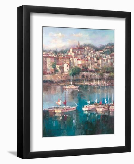 Mediterranean Harbor II-Peter Bell-Framed Art Print