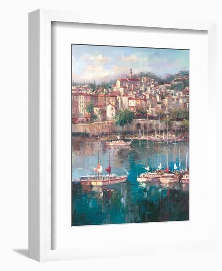 Mediterranean Harbor II-Peter Bell-Framed Art Print