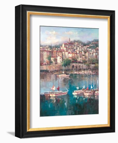 Mediterranean Harbor II-Peter Bell-Framed Art Print