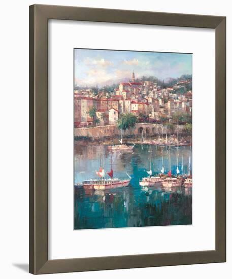 Mediterranean Harbor II-Peter Bell-Framed Art Print