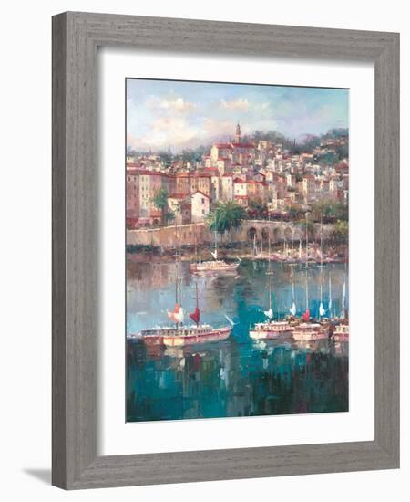 Mediterranean Harbor II-Peter Bell-Framed Art Print