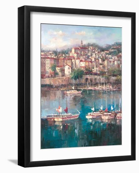 Mediterranean Harbor II-Peter Bell-Framed Art Print