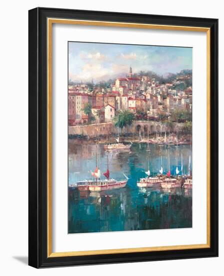 Mediterranean Harbor II-Peter Bell-Framed Art Print