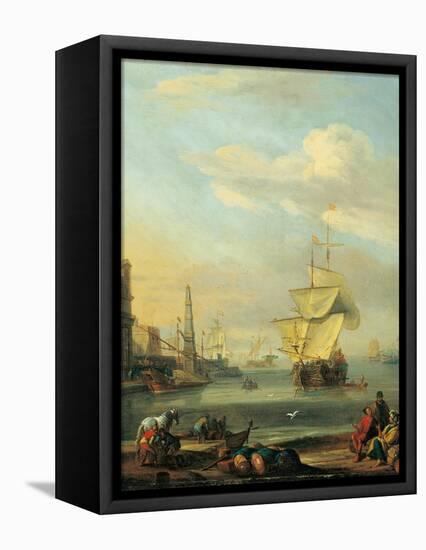 Mediterranean Harbor-Abraham Storck-Framed Stretched Canvas