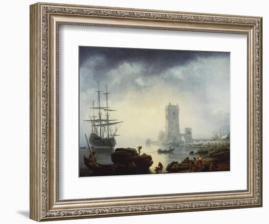 Mediterranean Harbour Scene: Morning, 1745-Claude Joseph Vernet-Framed Giclee Print