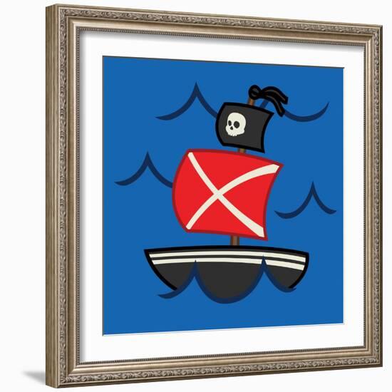 Medium Pirate Ship-Jace Grey-Framed Art Print