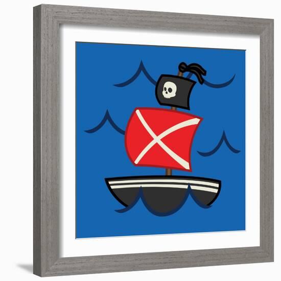 Medium Pirate Ship-Jace Grey-Framed Art Print