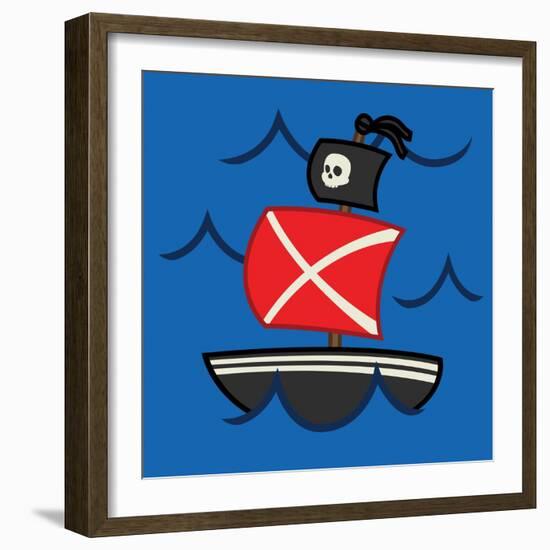 Medium Pirate Ship-Jace Grey-Framed Art Print