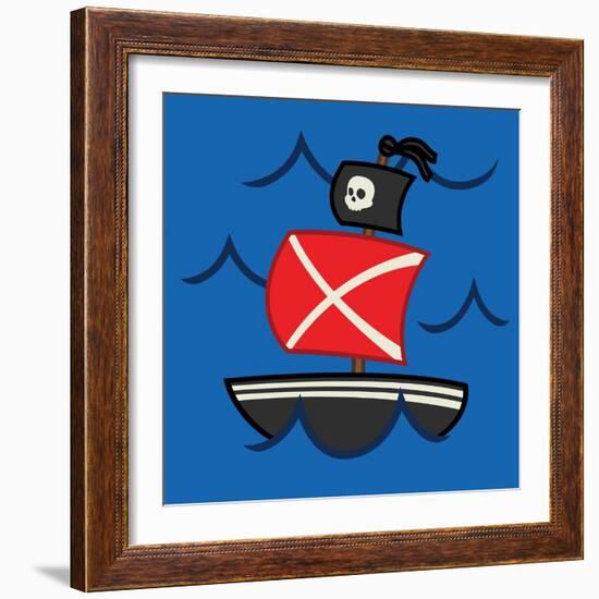 Medium Pirate Ship-Jace Grey-Framed Art Print