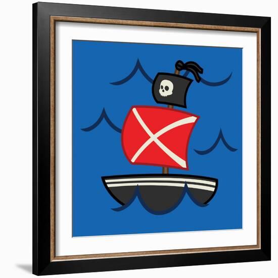Medium Pirate Ship-Jace Grey-Framed Art Print