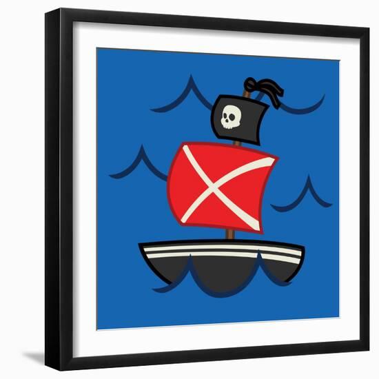 Medium Pirate Ship-Jace Grey-Framed Art Print