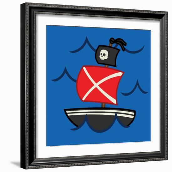 Medium Pirate Ship-Jace Grey-Framed Art Print