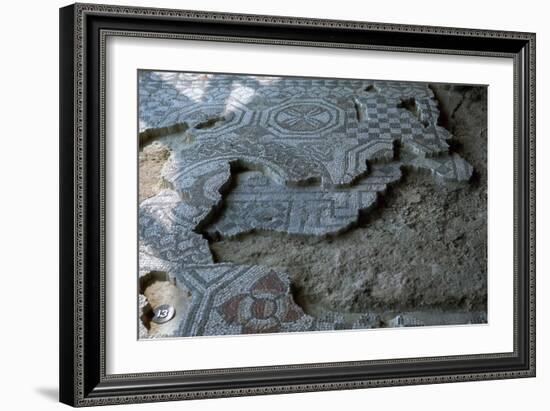 Medusa-head mosaic laid over an earlier mosaic, 3rd century-Unknown-Framed Giclee Print