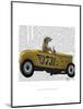 Meerkat in Hot Rod-Fab Funky-Mounted Art Print