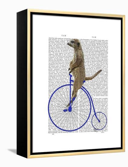 Meerkat on Blue Penny Farthing-Fab Funky-Framed Stretched Canvas