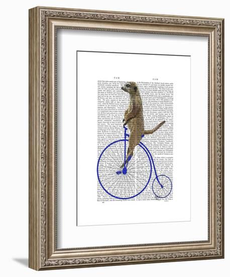 Meerkat on Blue Penny Farthing-Fab Funky-Framed Art Print