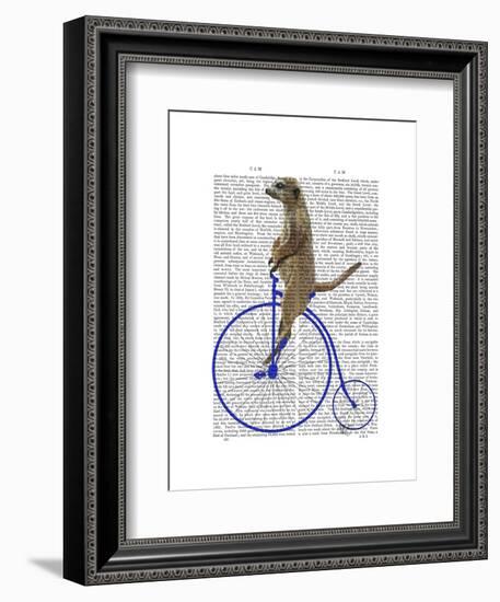 Meerkat on Blue Penny Farthing-Fab Funky-Framed Art Print