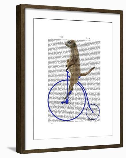 Meerkat on Blue Penny Farthing-Fab Funky-Framed Art Print