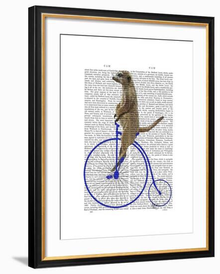 Meerkat on Blue Penny Farthing-Fab Funky-Framed Art Print