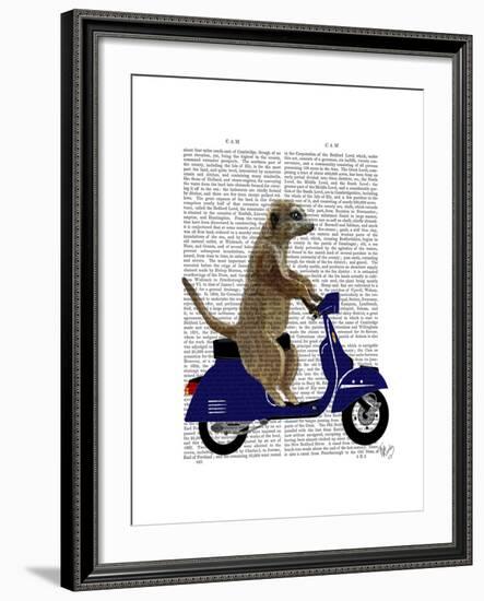 Meerkat on Dark Blue Moped-Fab Funky-Framed Art Print