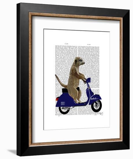 Meerkat on Dark Blue Moped-Fab Funky-Framed Art Print