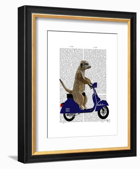 Meerkat on Dark Blue Moped-Fab Funky-Framed Art Print