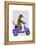 Meerkat on Lilac Moped-Fab Funky-Framed Stretched Canvas